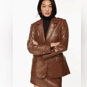 NWT Lucy Paris Adler Faux Leather Blazer Sz S